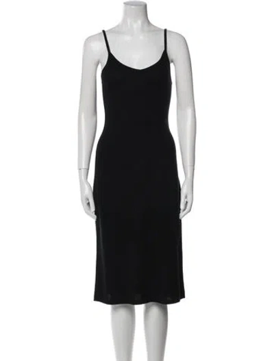 Pre-owned Minnie Rose Cashmere Midi Length Dress W/ Tags In Black