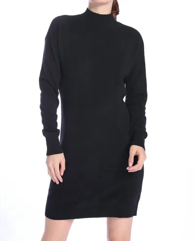 Minnie Rose Cashmere Mock Neck Mini Dress In Black