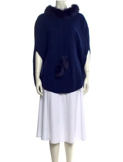 Pre-owned Minnie Rose Cashmere Mock Neck Sweater In Blue
