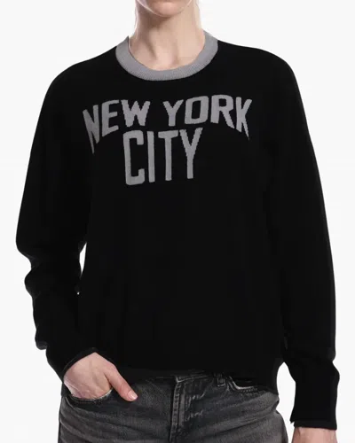 Minnie Rose Cashmere New York City Crew Sweater In Black/grey Shadow In Multi