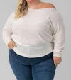 Minnie Rose Cashmere Off The Shoulder Top - Plus In White In Multi