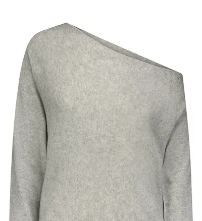 Minnie Rose Cashmere Off The Shoulder Top In Gray