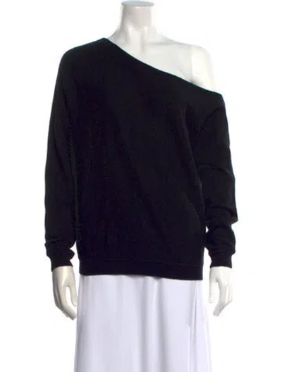 Pre-owned Minnie Rose Cashmere Off-the-shoulder Sweater In Black