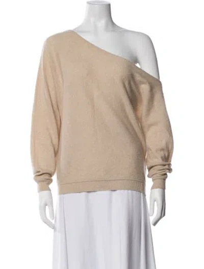 Pre-owned Minnie Rose Cashmere Off-the-shoulder Sweater In Brown