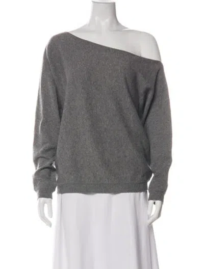 Pre-owned Minnie Rose Cashmere Off-the-shoulder Sweater In Green