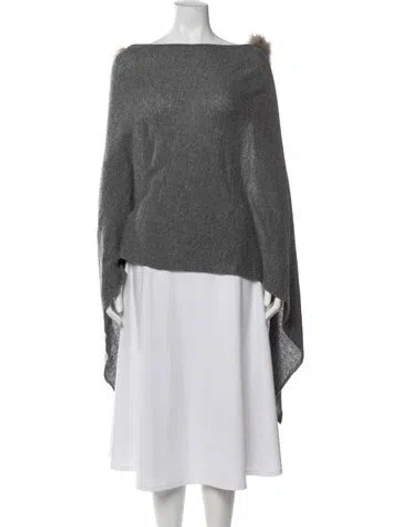 Pre-owned Minnie Rose Cashmere Off-the-shoulder Sweater In Grey