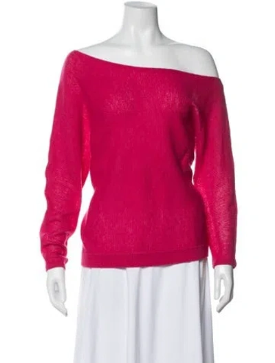 Pre-owned Minnie Rose Cashmere Off-the-shoulder Sweater In Pink