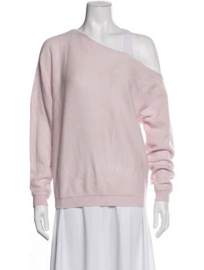Pre-owned Minnie Rose Cashmere Off-the-shoulder Sweater In Pink