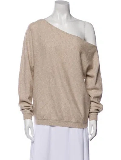 Pre-owned Minnie Rose Cashmere One-shoulder Sweater In Neutral