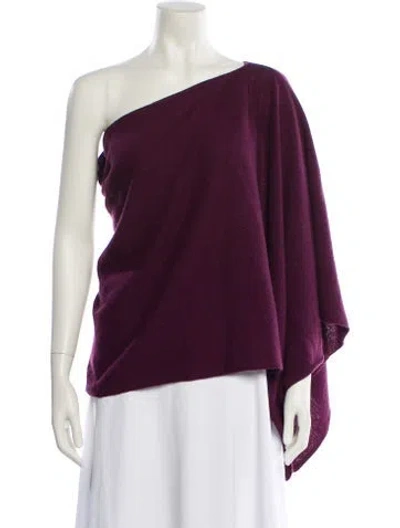 Pre-owned Minnie Rose Cashmere One-shoulder Sweater In Purple