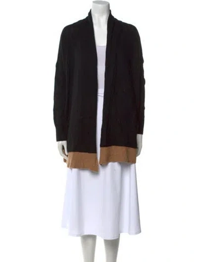 Pre-owned Minnie Rose Cashmere Open Front Sweater In Black