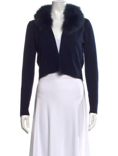 Pre-owned Minnie Rose Cashmere Open Front Sweater In Blue