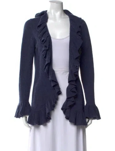 Pre-owned Minnie Rose Cashmere Open Front Sweater In Blue