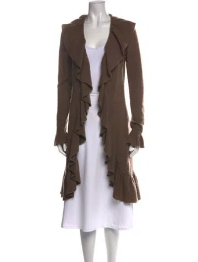 Pre-owned Minnie Rose Cashmere Open Front Sweater In Brown