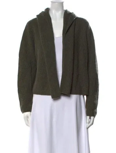 Pre-owned Minnie Rose Cashmere Open Front Sweater In Green