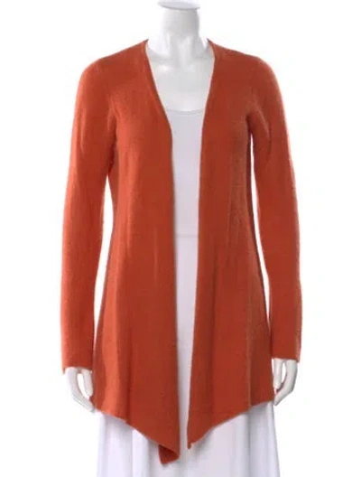 Pre-owned Minnie Rose Cashmere Open Front Sweater In Orange