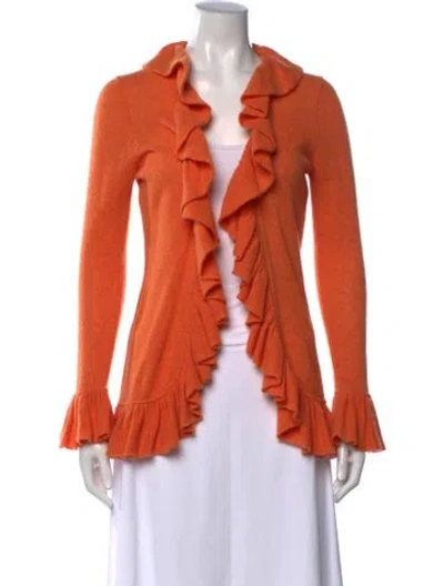 Pre-owned Minnie Rose Cashmere Open Front Sweater In Orange