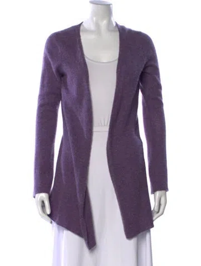 Pre-owned Minnie Rose Cashmere Open Front Sweater In Purple