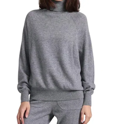 Minnie Rose Cashmere Oversized Turtleneck In Grey Shadow In Multi