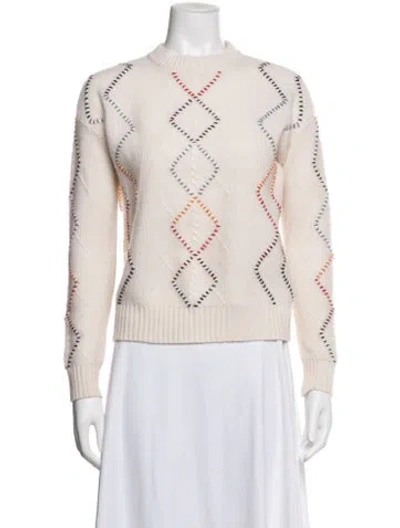 Pre-owned Minnie Rose Cashmere Patterned Sweater In Neutrals