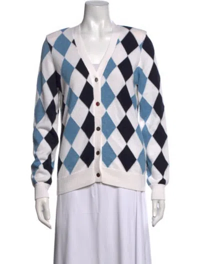 Pre-owned Minnie Rose Cashmere Patterned Sweater In White