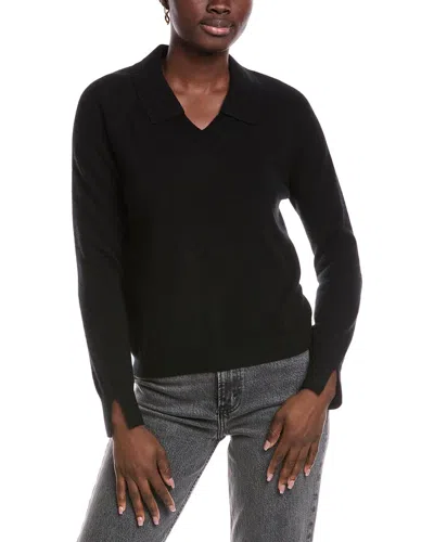 Minnie Rose Cashmere Polo Sweater In Black