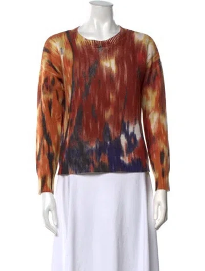 Pre-owned Minnie Rose Cashmere Printed Sweater In Brown