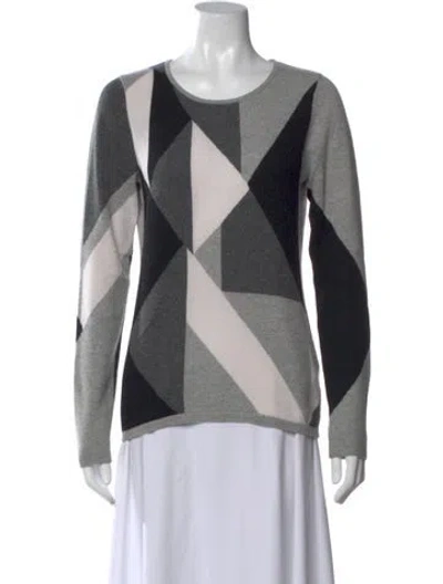 Pre-owned Minnie Rose Cashmere Printed Sweater In Gray