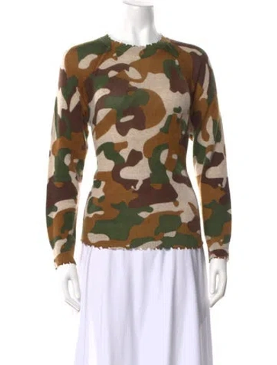 Pre-owned Minnie Rose Cashmere Printed Sweater In Neutral