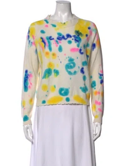 Pre-owned Minnie Rose Cashmere Printed Sweater In Neutrals