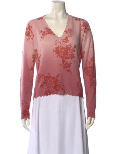 Pre-owned Minnie Rose Cashmere Printed Sweater In Pink