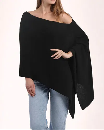 Minnie Rose Cashmere Ruana Poncho In Black