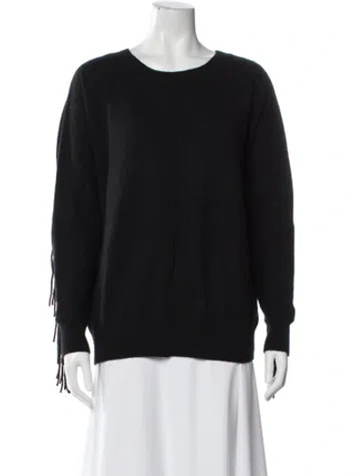 Pre-owned Minnie Rose Cashmere Scoop Neck Sweater In Black