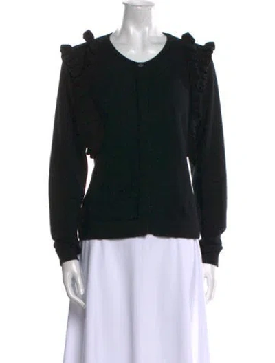 Pre-owned Minnie Rose Cashmere Scoop Neck Sweater In Black