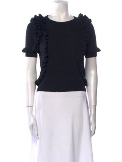 Pre-owned Minnie Rose Cashmere Scoop Neck Sweater In Black
