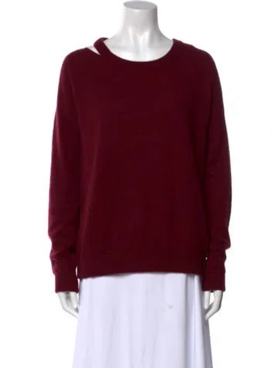 Pre-owned Minnie Rose Cashmere Scoop Neck Sweater In Burgundy