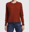 Minnie Rose Cashmere Sport Crew Sweater In Spice In White