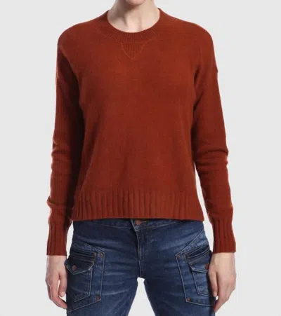 Minnie Rose Cashmere Sport Crew Sweater In Spice In White