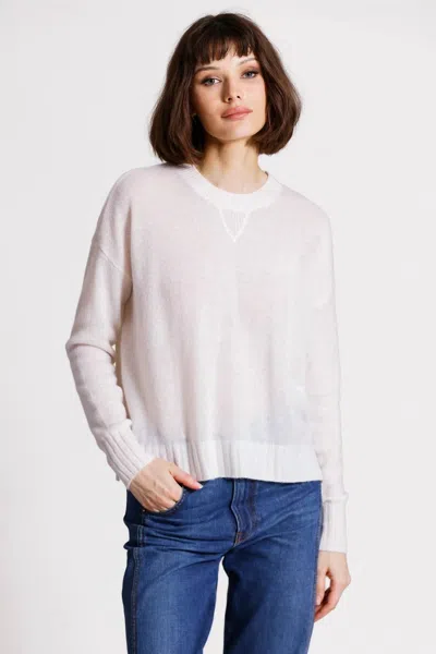 Minnie Rose Cashmere Sport Crewneck Sweater In White