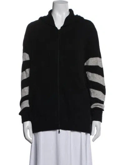 Pre-owned Minnie Rose Cashmere Striped Jacket In Black