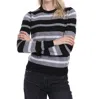 Minnie Rose Weekend Texture Stripe Cardigan In Multi Color Striped In Black