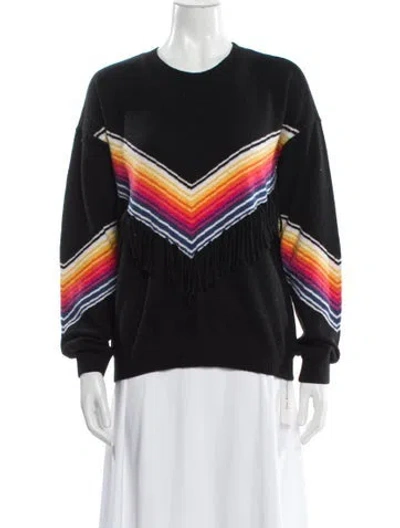 Pre-owned Minnie Rose Cashmere Striped Sweater In Black