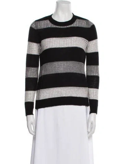 Pre-owned Minnie Rose Cashmere Striped Sweater In Black