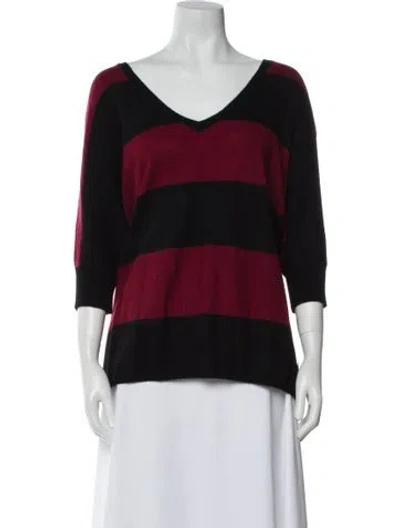 Pre-owned Minnie Rose Cashmere Striped Sweater In Black
