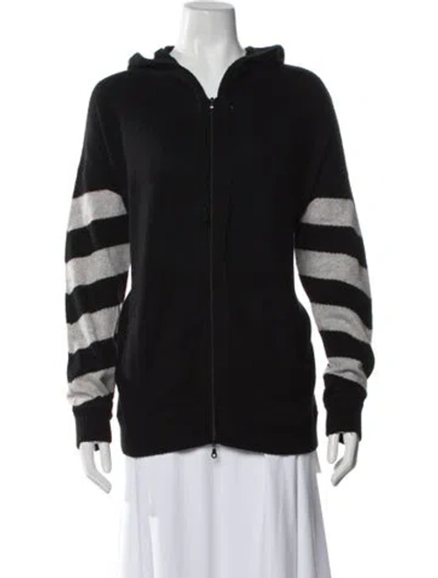 Pre-owned Minnie Rose Cashmere Striped Sweater In Black