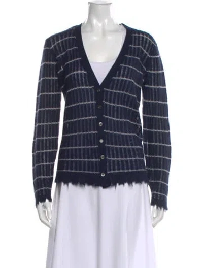 Pre-owned Minnie Rose Cashmere Striped Sweater In Blue