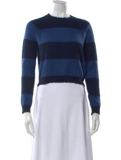 Pre-owned Minnie Rose Cashmere Striped Sweater In Blue