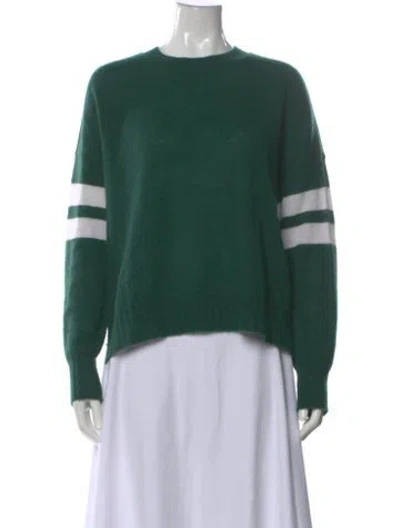 Pre-owned Minnie Rose Cashmere Striped Sweater In Green