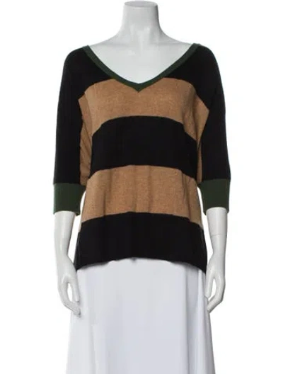 Pre-owned Minnie Rose Cashmere Striped Sweater In Multi