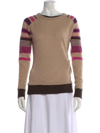 Pre-owned Minnie Rose Cashmere Striped Sweater In Neutral